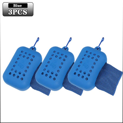 10PCS Portable Mini Silica Gel Set Cold Towel Polyester Fiber Outdoor Cooling Towel Fitness sports gym Run quick Dry Cool Towel