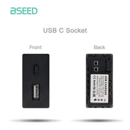 BSEED Wall Internet Cat5 Socket Plastic Frame Parts USB Charge Port TV Satellite Interface Function DIY Combination