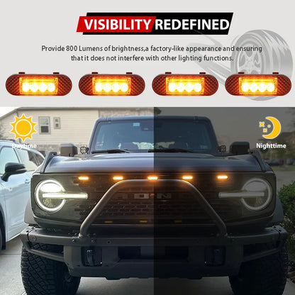 iJDM Car LED Front Grille Clearance Light For Ford Bronco Badlands Wilderness Edition Amber Daytime Running Light Warning Lamp