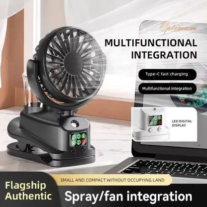 Refrigerating Clip Spray Fan USB Rechargeable Office Dormitory Outdoor Multi-Functional Desktop Clip Fan Moisturizing