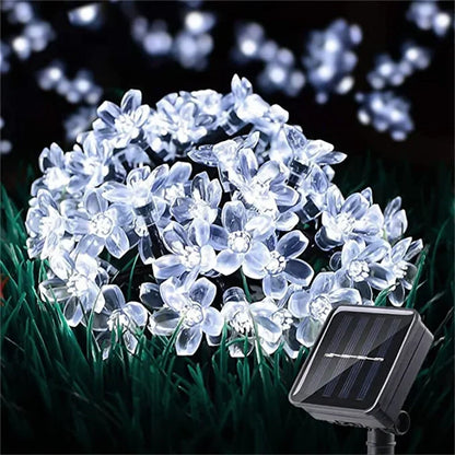 Solar Fairy String Light Sakura Garlands 5/7/12/22M Peach Flower CherryLED Lamp For Wedding Party Garden Christmas Outdoor Decor