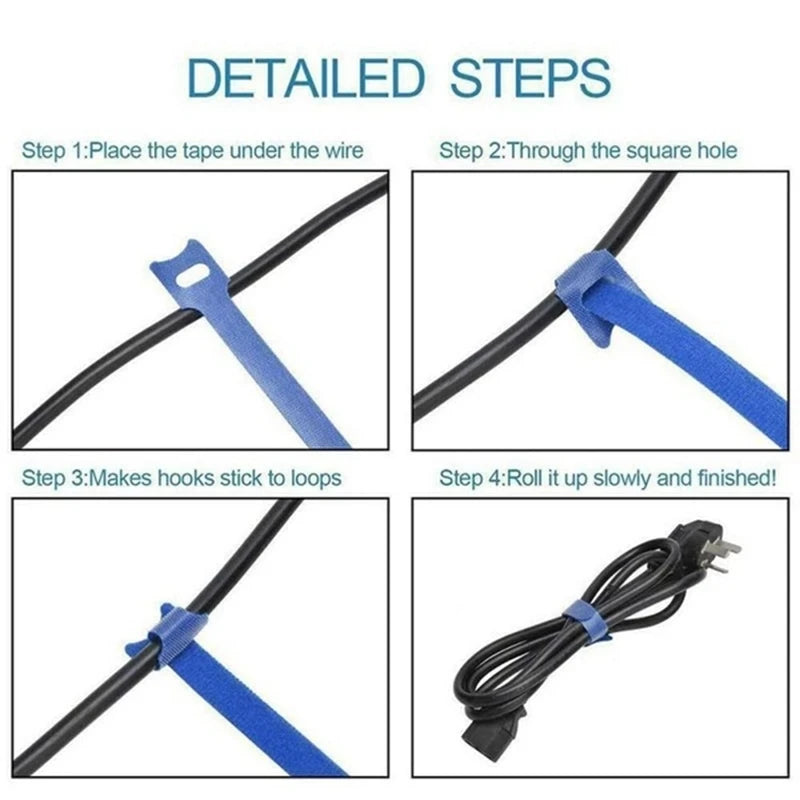 50/30/10PCS Cable Organizer Winder Ties Wire Management Holder Reusable Clip Protector Nylon Strap Mouse Earphones Hoop Tape