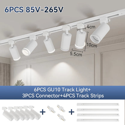 Led Track Light GU10 Spotlight 110V 220V Track Pendant Indoor for Home Decor Kitchen Bedroom Ceiling Lamp Fixture Track Lighting