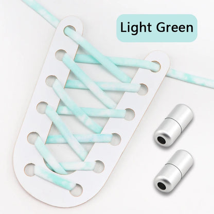 Frosted Capsule Buckle No Tie Shoelace Round Elastic Shoe Laces Sneakers Gradient Colorful Shoelace Without Ties for Kids Adult