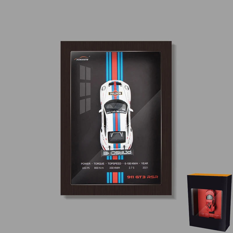 1:32 3D Photo Frame Wall Hanging Paintings Alloy Metal Diecast Model Car Home Trend Toy Decorations Display Valentine's Day Gift