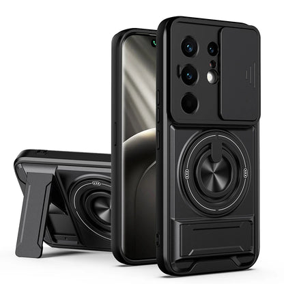 KEYSION Magnetic Phone Case for TECNO Camon 50 Pro 50 Ultra 5G Slide Camera Protection Upright Kickstand Ring Shockproof Cover