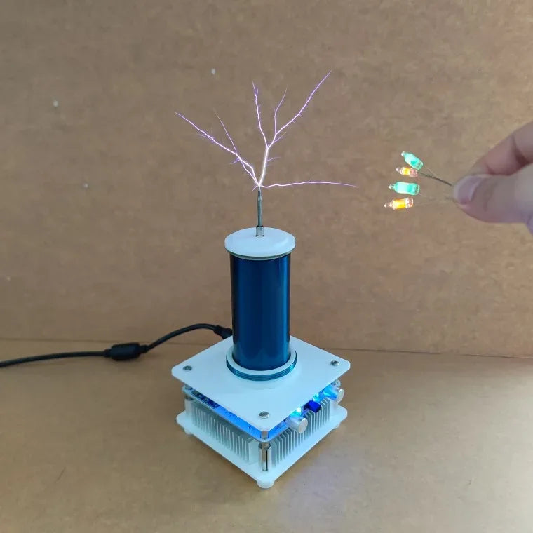 Wishcolor YSKJ-36 Blue/Golden Double Class E Tesla Coil with 10cm Thin Arc Support Music Bluetooth Playback