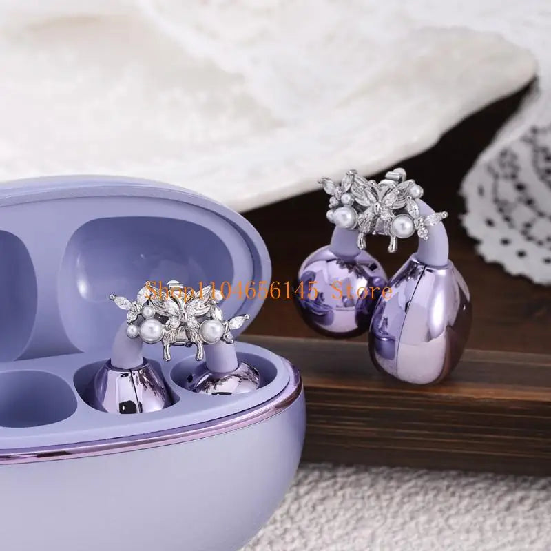 Zirconia Rhinestones Butterfly Earphone Charms AntiSlip Clasps Quick Installation For Multiple Devices