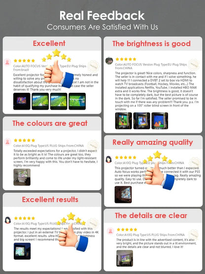 Smart 2K 4K Full HD 1080P Portable Projector Auto Focus Android WiFi Home Cinema Outdoor Game Video Beam Karaoke Projector