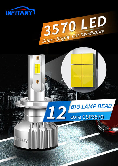 Infitary H7 Led Car Lights H4 H11 Auto Fog Lamp 6500K Headlight Bulbs H1 30000LM Accessories 9005 9006 H1 880 H3 Automobile Bulb