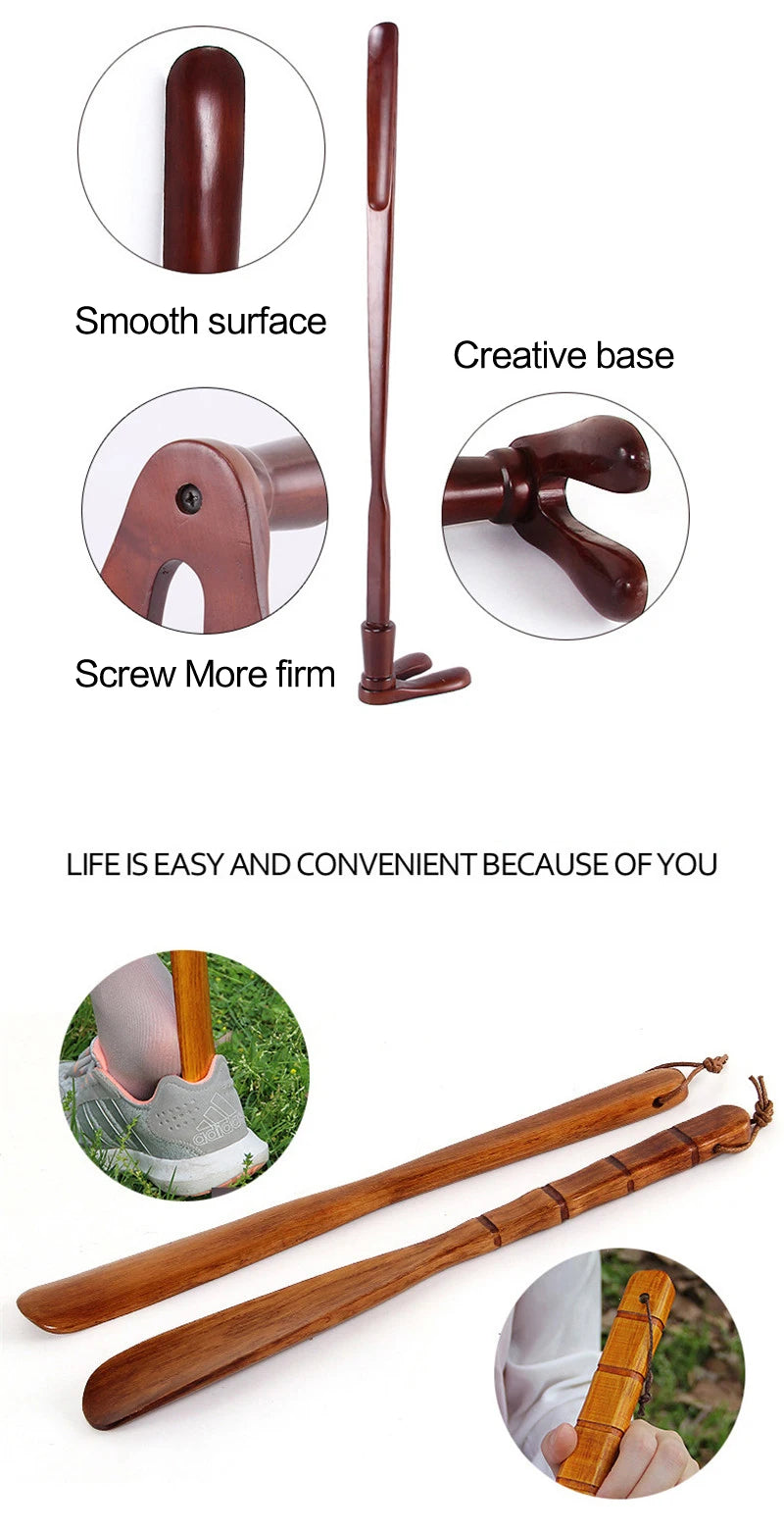 Professional Shoe Spoon Home Tools Durable Professional Wooden Shoe Horn Flexible Wood Long Handle Shoehorn Useful Shoe Lifter