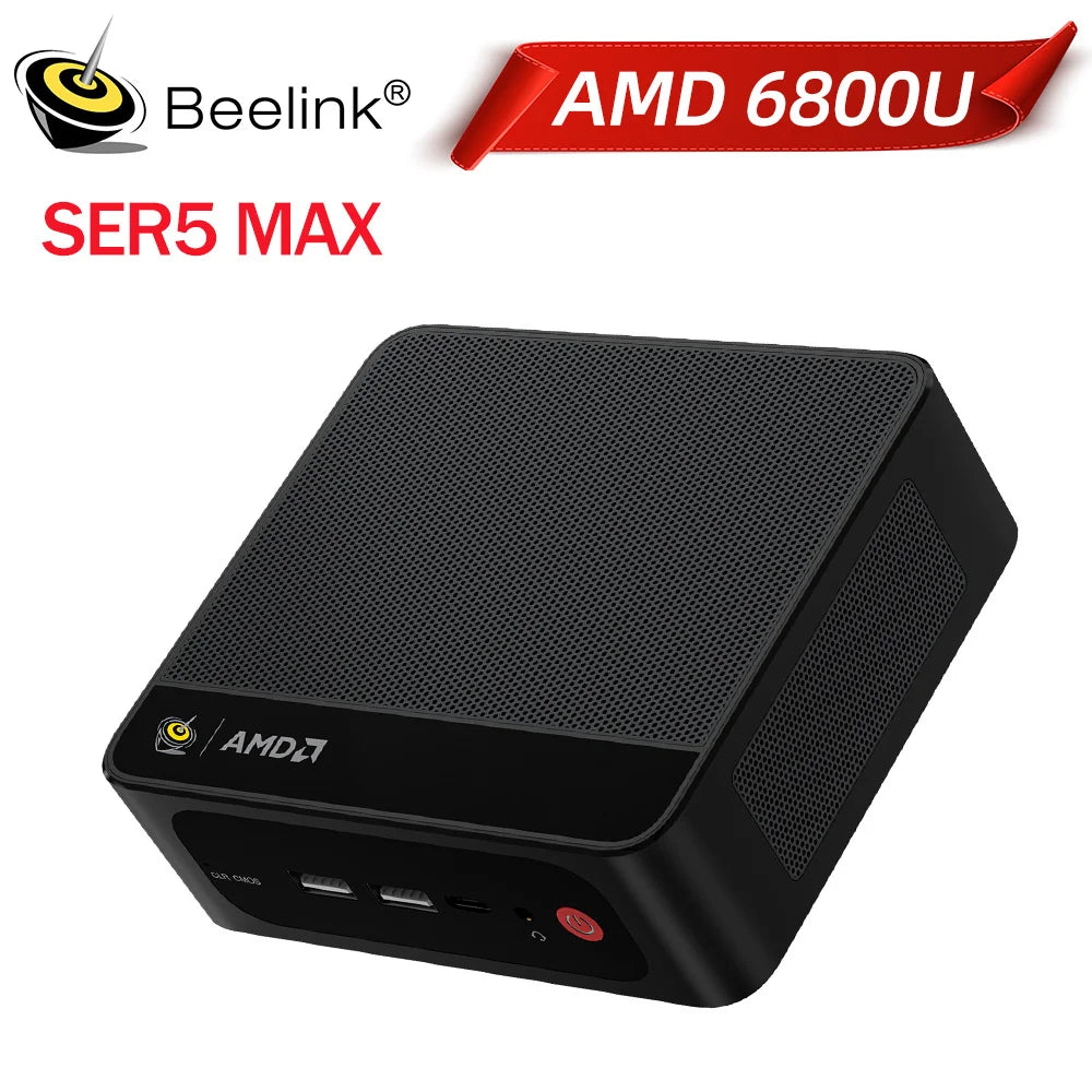 Beelink Mini PC SER5 Max AMD R7 6800U 7735HS R5 5500U R3 3200U 16G 500G NVME Windows Type-C Triple Screen Gamer Mini Computer
