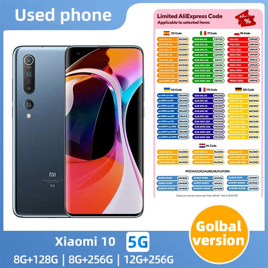 Xiaomi 10 5G Android  6.67 inch Qualcomm Snapdragon 865 RAM 12GB ROM 256GB used phone
