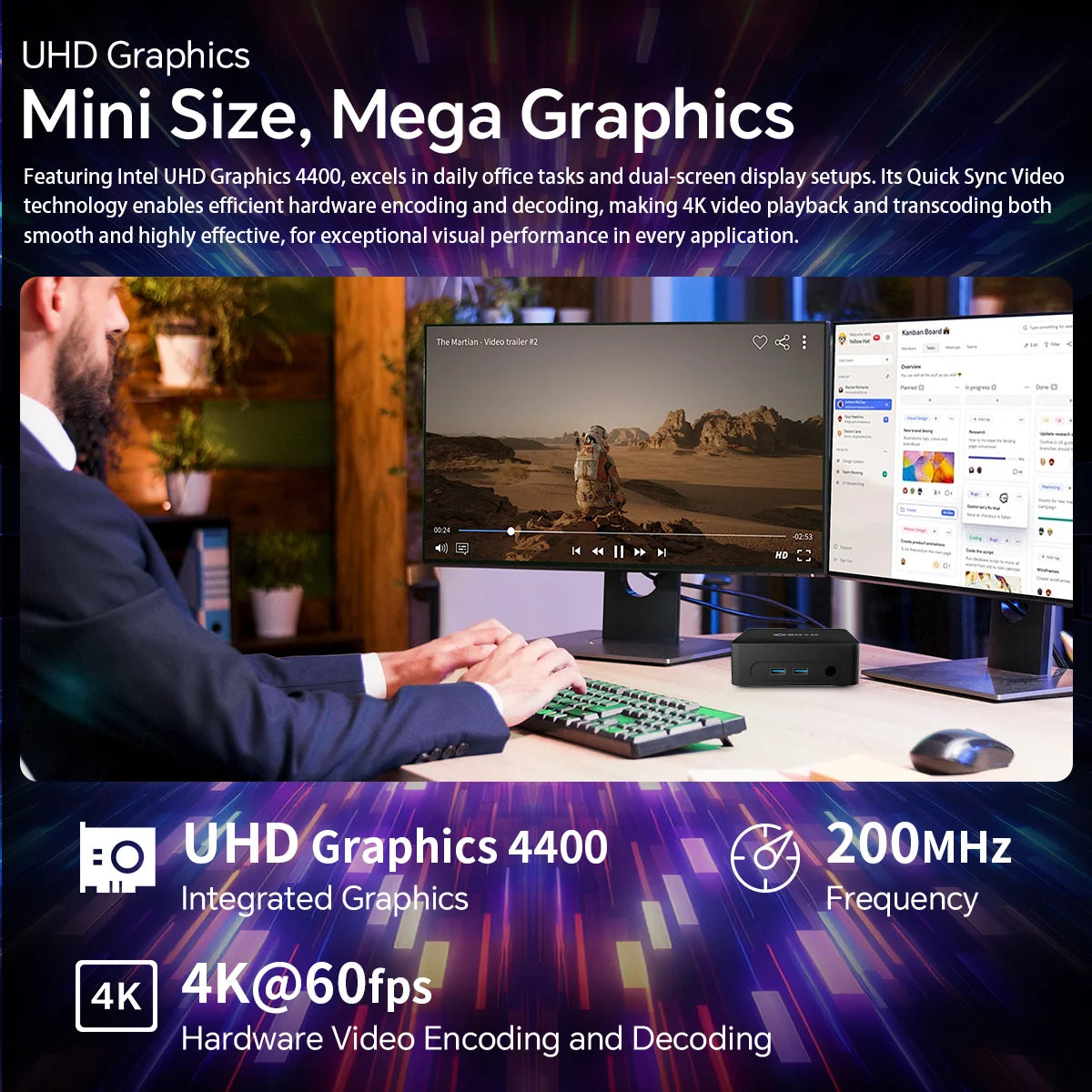 SOYO Mini PC Y5 Intel i3 4th Gen4030U 8GB RAM 128GB ROM Windows 10 WiFi BT4.2 Desktop Computer Multi-screen output
