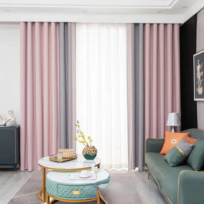 New Baby Velvet Seamless Stitching Wheat Ears Standing Edge Living Room Bedroom Blackout Curtain Blue Pink Nordic Simple Rhj