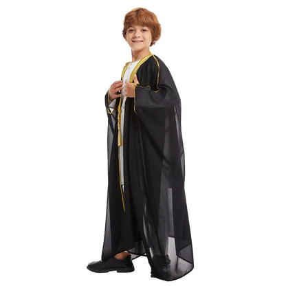 Muslim Saudi Arabian Boy Abaya Children Praying Islamic Clothing Kimono Middle Eastern Teen Dress Dubai New Fashion Classic