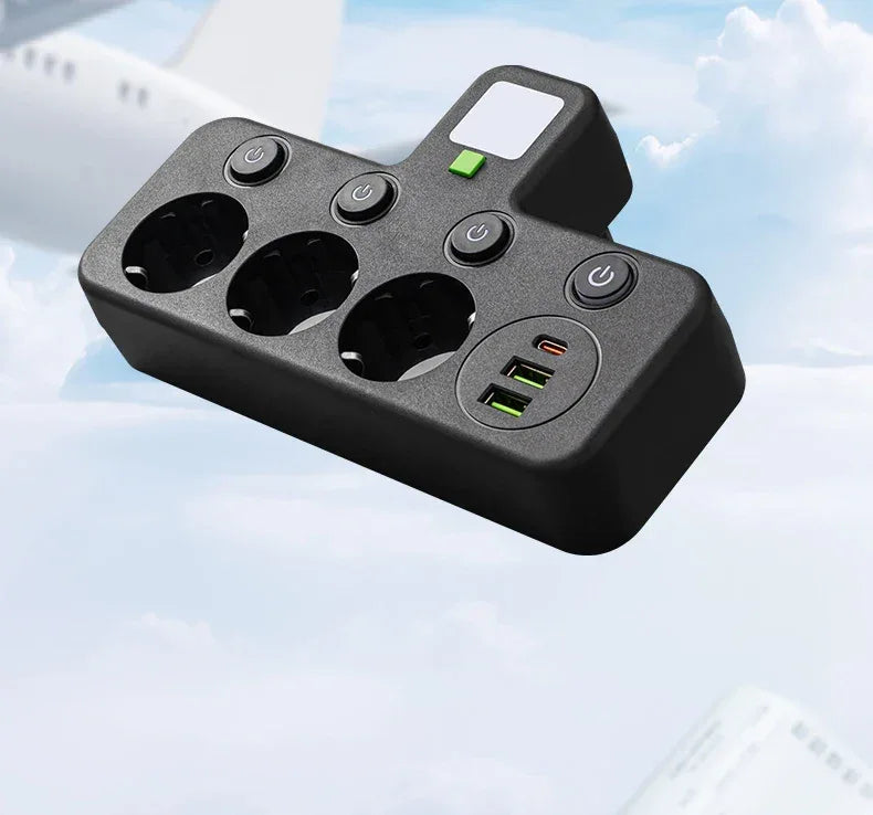 EU AC Plug Power Strip Wall Mounted Independent Switch Multitap Socket Network Filter With USB Charging Network Filter Adapter