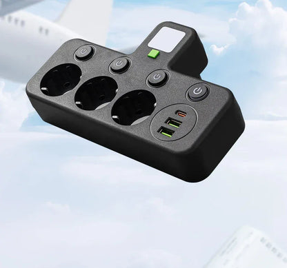 EU AC Plug Power Strip Wall Mounted Independent Switch Multitap Socket Network Filter With USB Charging Network Filter Adapter
