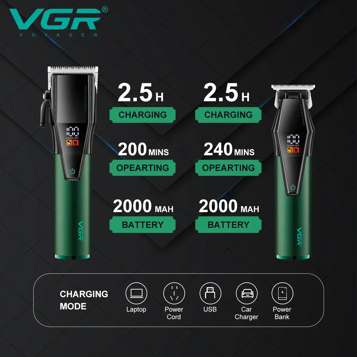 VGR Hair Trimmer Professional Barber Haircut Machine Adjustable Hair Clipper Cordless Hair Cutting Machine Trimmer for Men V-677