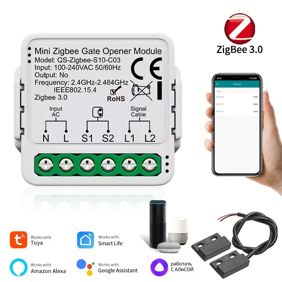 Tuya WiFi Zigbee Garage Door Opener Controller Smart Gate Opener Module Smart Life APP Alexa Google Home Alice Voice Control