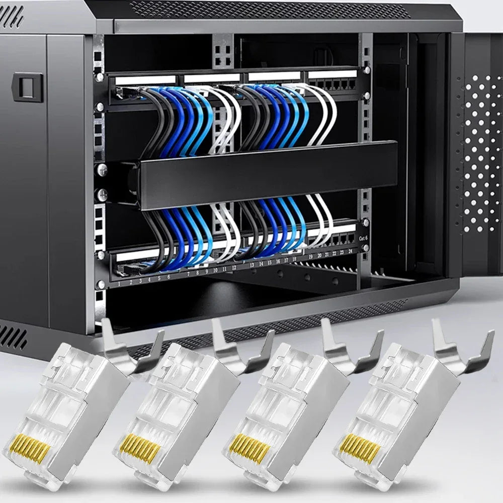 50/1PACK Connectors Pass Through Modular Plug CAT6 CAT7 CAT5 Ethernet Cable Shielded Connectors for RJ45 Net Pass Through Plugs