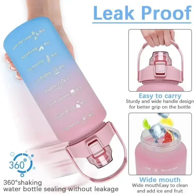 3PCS Sports Water Bottle with Time Marker Leak-proof Cup Motivational Portable Water Bottle for Outdoor Sport Fitness BPA Free