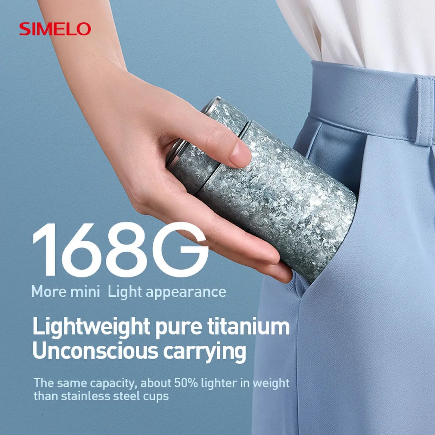 SIMELO Pure Titanium Insulated Cup Large Capacity Portable Water Bottle Business Gift Box Accompanying Mug for Travel Outdoor