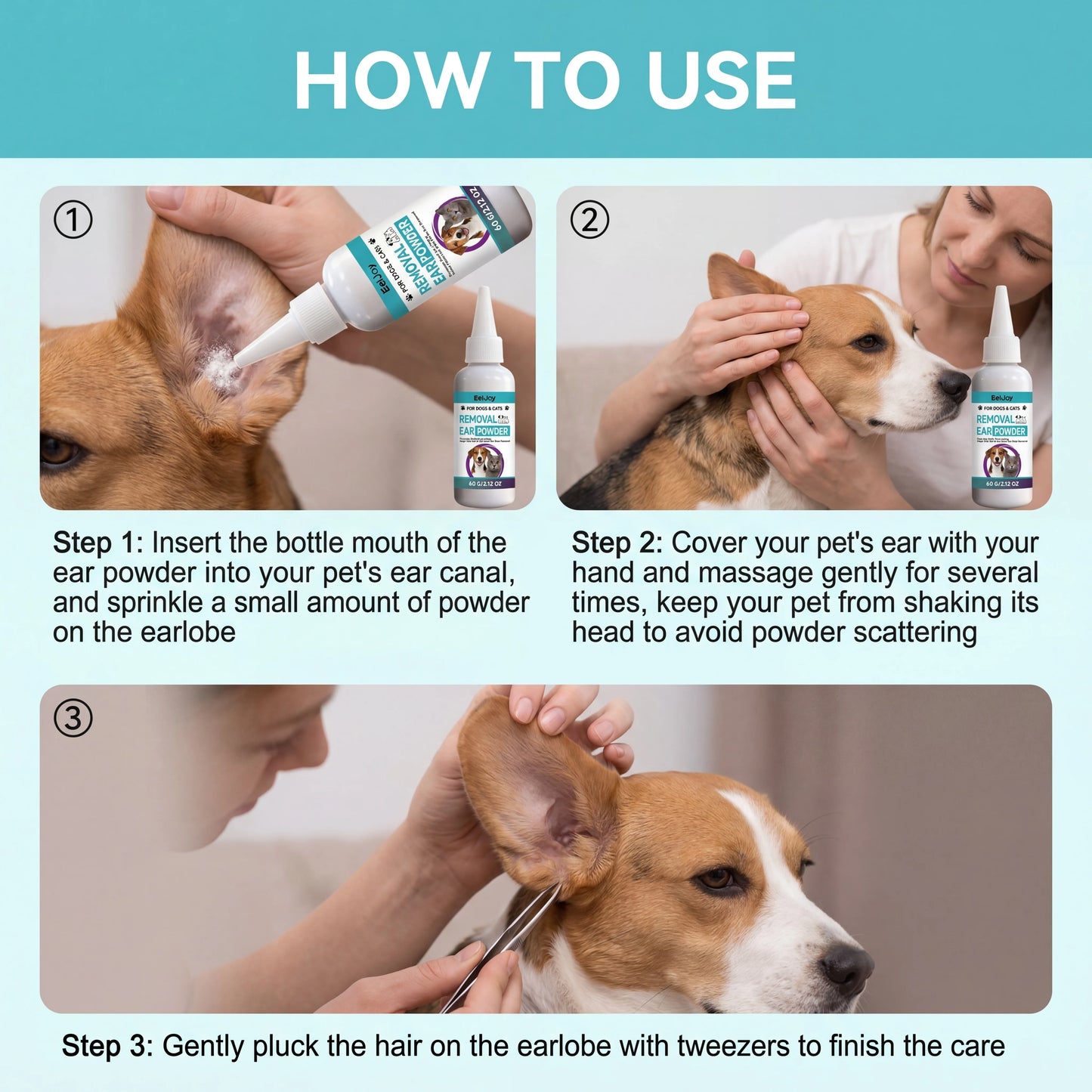 Pet Ear Cleaning Powder for Dogs and Cats Professional Ear Hair Plucking Powder Relieve Itching Keep Dry Pet Ear Care Supplies
