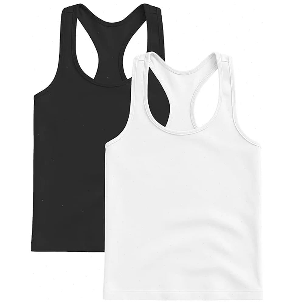 Boys Round Neck Sleeveless Stretch Undershirt Girls Seamless Cotton Wide Strap Racerback Tank Children Kids Vests 2T-14 Years