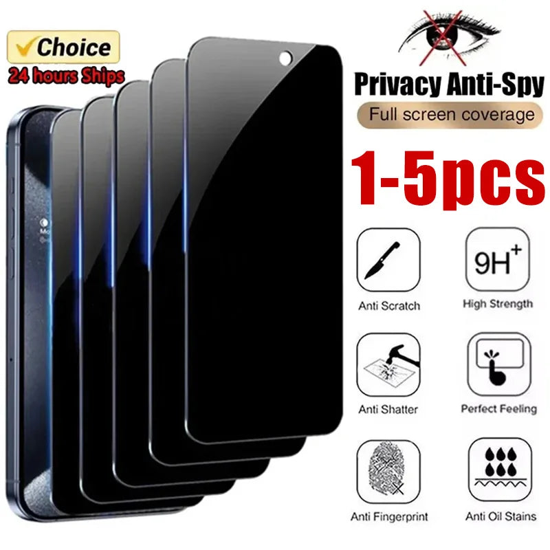 1-5Pcs Full Cover Privacy Screen Protector For iPhone 16 15 13 11 14Pro Max Anti Spy Tempered Glass For iPhone X XS Max XR by PDG ibma