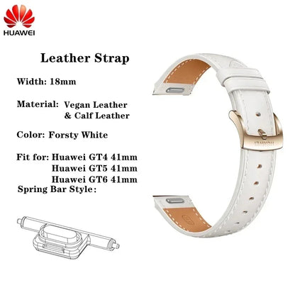 Original 18mm Watch Strap for Huawei GT6 GT5 41mm Leather Strap GT4 41mm FKM Sport Band for GT5pro 42mm Women Calf Leather Band