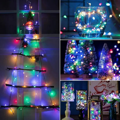 100/2M Outdoor LED String Lights Garland Waterproof Fairy Light Christmas Wedding Party Holiday Gardening Decoration USB/Battery