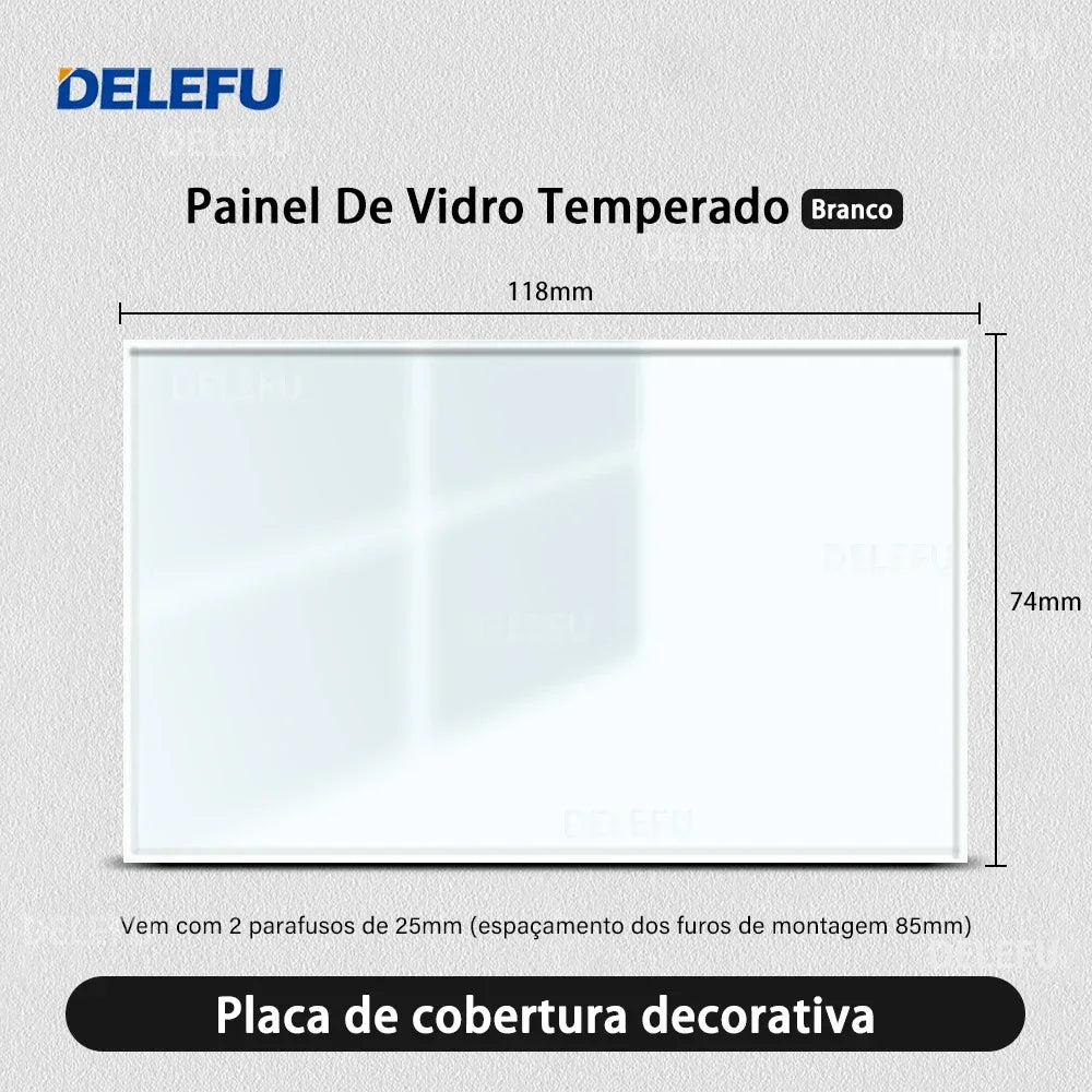 DELEFU 4*2 White Tempered Glass Brazil Standard Outlet with Double USB Type C Wall Power Socket Smart Switch Tuya Wifi 10A 20A