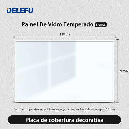 DELEFU 4*2 White Tempered Glass Brazil Standard Outlet with Double USB Type C Wall Power Socket Smart Switch Tuya Wifi 10A 20A