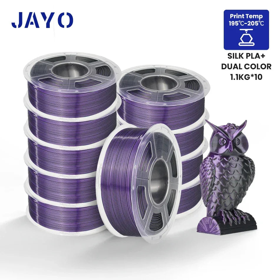 JAYO 10Rolls SILK PLA+ 3D Filament 1.75mm SILK PLA Rainbow  Filament for FDM 3D Printer SILK Dual & Triple 3D Printing Materials