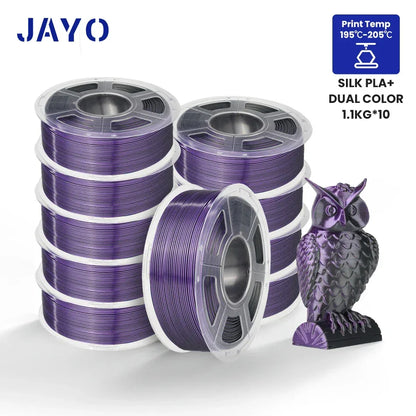JAYO 10Rolls SILK PLA+ 3D Filament 1.75mm SILK PLA Rainbow  Filament for FDM 3D Printer SILK Dual & Triple 3D Printing Materials