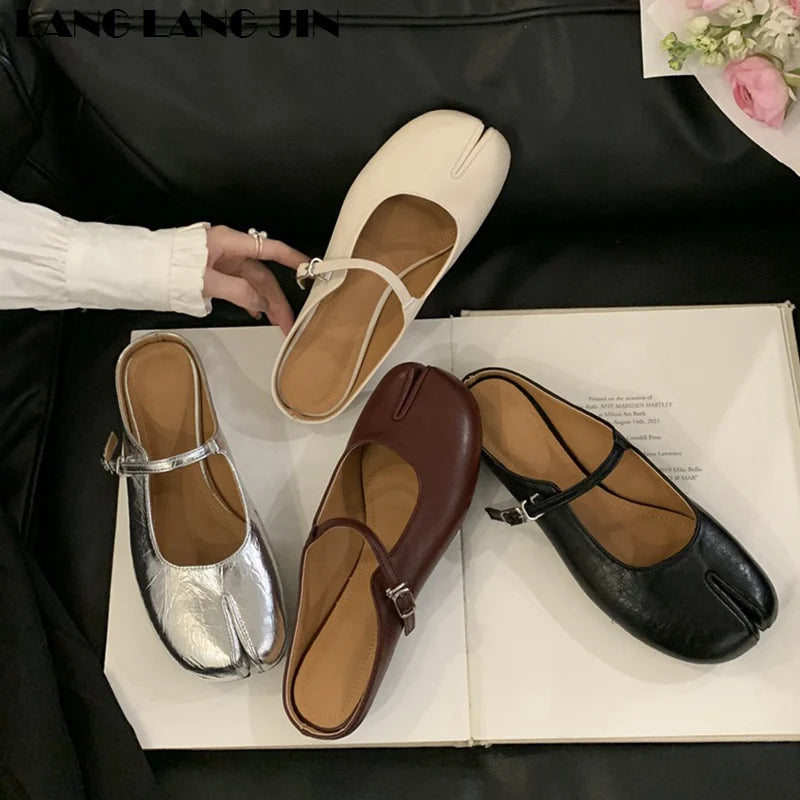 Women Tabi Ninja Slippers Brand Mules Soft Microfiber Comfy Flats Fashion Split Toe Slides Casual Loafer Shallow Ballerina Mujer