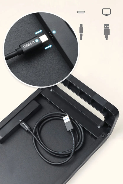 Computer Monitor Stand with 4 USB 3.0 Ports Durable Metal Monitor Support PC Keyboard Organizer Laptop Desktop Black Desk Stand