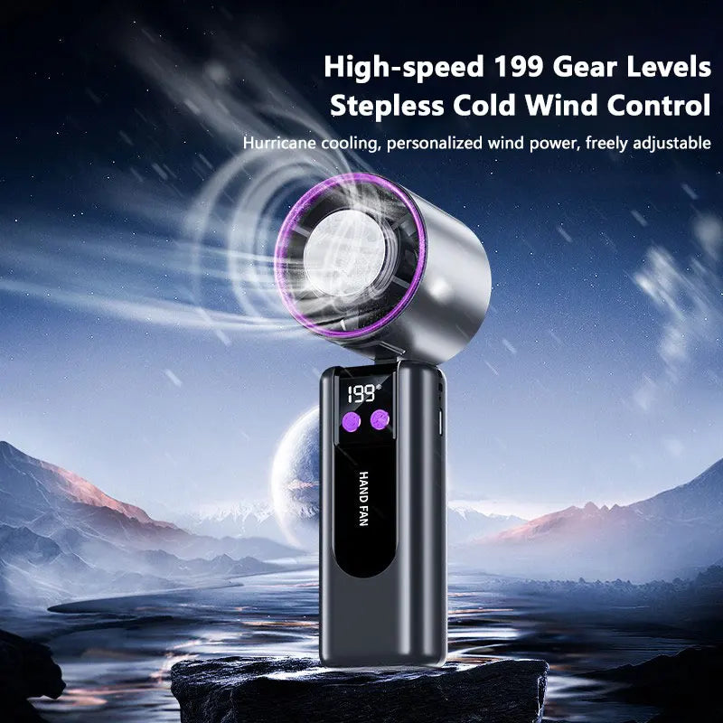 Lenovo 199-speed High-speed Cooling Fan Usb Charging Digital Display Large Wind Turbine Handheld Portable Fan Mini Cooling Fan