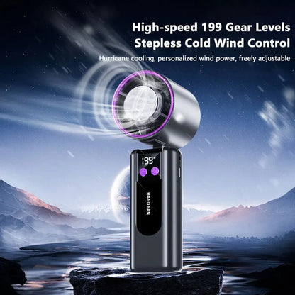 Lenovo 199-speed High-speed Cooling Fan Usb Charging Digital Display Large Wind Turbine Handheld Portable Fan Mini Cooling Fan