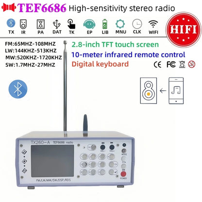 1Set Latest TEF6686 FM SW/MW/LW Full Band Radio RDS + Battery Speaker Charger Antenna FM AM Radio FM AM Radio