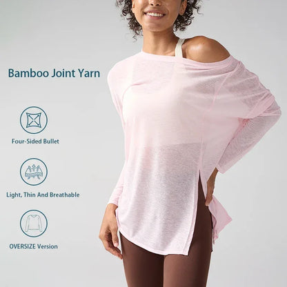Gym Sports Tops Workout T-shirts Women Yoga Clothing Running Loose Slim Quick Dry Training Long Sleeve Blouse Fitness Tops👚