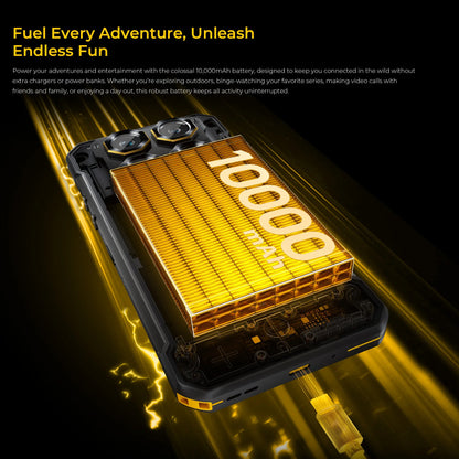 OUKITEL WP60 10000mAh Rugged Phone 7.2” HD+ Display 48GB(16+32) +512GB MTK 7025 Smartphone Android 15, 108MP Camera, NFC, 120Hz