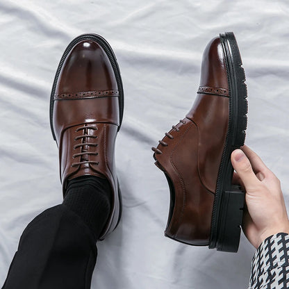 High Quality Brogues Wedding Leather Shoes Men Classic Formal Office Casual Business Shoes Man Social Oxford Men's Dress Shoes