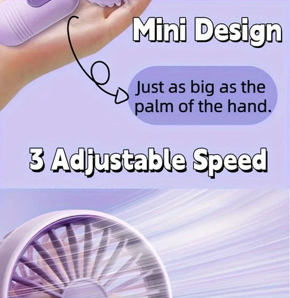 XIAOTREE Portable Fan USB Rechargeable 3-speed Handheld Fan for Men and Women Suitable for Office Outdoor Travel and Camping