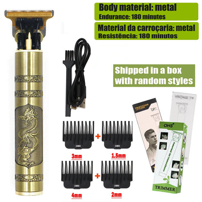 OHS T9 Vintage Electric Hairdresser Oil Shaving Head Pusher Carving Clipper Hair Cutting Machine Precision Trimmer for Men Care