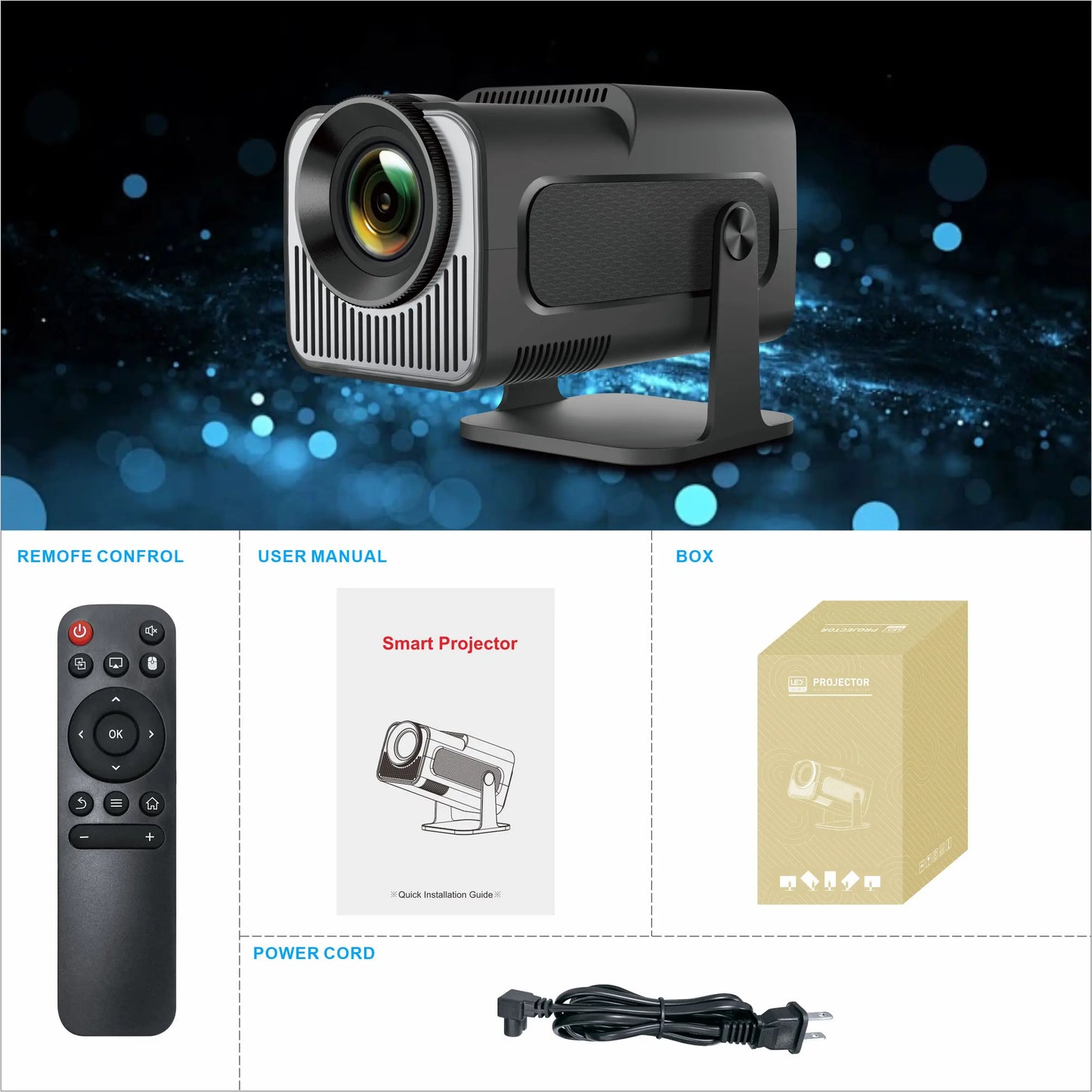 Salange HY320 MINI Android 14.0 Projector LED Beamer Home Cinema 300ANSI 720P WIFI Smart TV HD 1080P 4K Movie