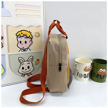 New Embroidery Sun Long Neck Small Dinosaur Backpack Hook Hair Embroidered Cartoon Canvas Kindergarten Children Backpack
