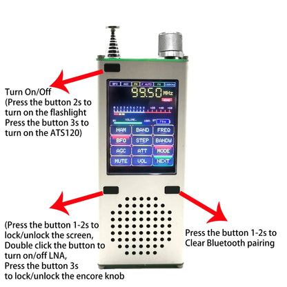 ATS200 Aviation Band airband Radio Receiver FM SI4732+ESP32+Bluetooth+2.4 Inch Touch Display SSB FM, AM, LSB, USB MW SW AIR