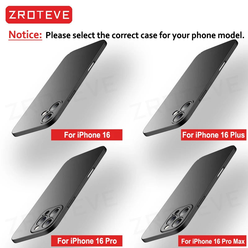 For iPhone 17 Air 17e 16 16e 15 14 13 12 Pro Max ZROTEVE Slim Matte Hard PC Cover For iPhone17 iPhone16 Plus Phone Case